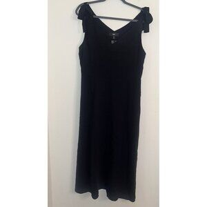 Mossimo Sleeveless Midi Length Black Dress V Neckline Tie Shoulder Strap Size L
